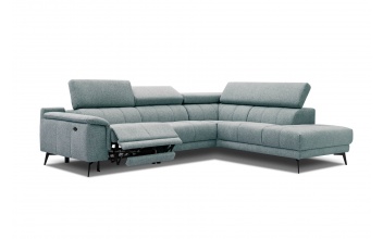 Ecksofa rechts mit Relaxfunktion 5-Sitzer FIERO FARBE :  Mintgrün (Arano 14)