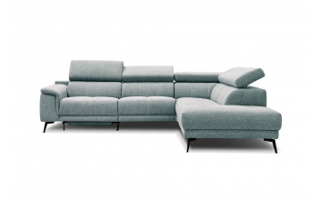 Ecksofa rechts mit Relaxfunktion 5-Sitzer FIERO FARBE :  Mintgrün (Arano 14)