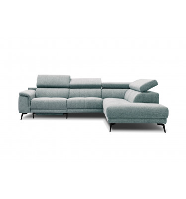 Ecksofa rechts mit Relaxfunktion 5-Sitzer FIERO FARBE :  Mintgrün (Arano 14)