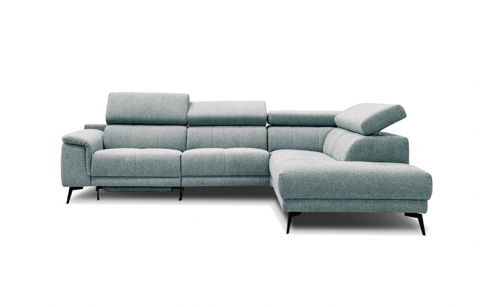 Ecksofa rechts mit Relaxfunktion 5-Sitzer FIERO FARBE :  Mintgrün (Arano 14)