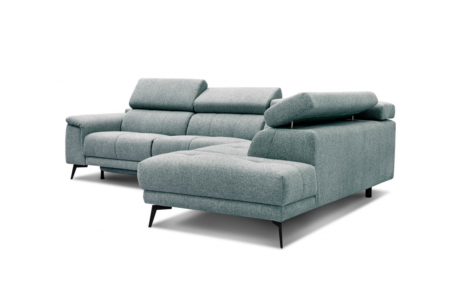 Ecksofa rechts mit Relaxfunktion 5-Sitzer FIERO FARBE :  Mintgrün (Arano 14)