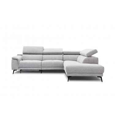 Ecksofa rechts mit Relaxfunktion 5-Sitzer FIERO FARBE : Hellgrau (Arano 15)
