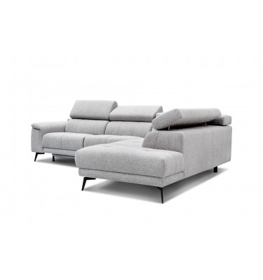 Ecksofa rechts mit Relaxfunktion 5-Sitzer FIERO FARBE : Hellgrau (Arano 15)