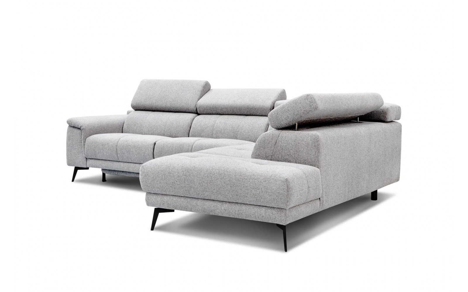 Ecksofa rechts mit Relaxfunktion 5-Sitzer FIERO FARBE : Hellgrau (Arano 15)