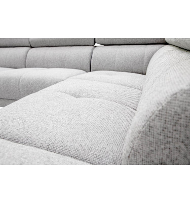 Ecksofa rechts mit Relaxfunktion 5-Sitzer FIERO FARBE : Hellgrau (Arano 15)