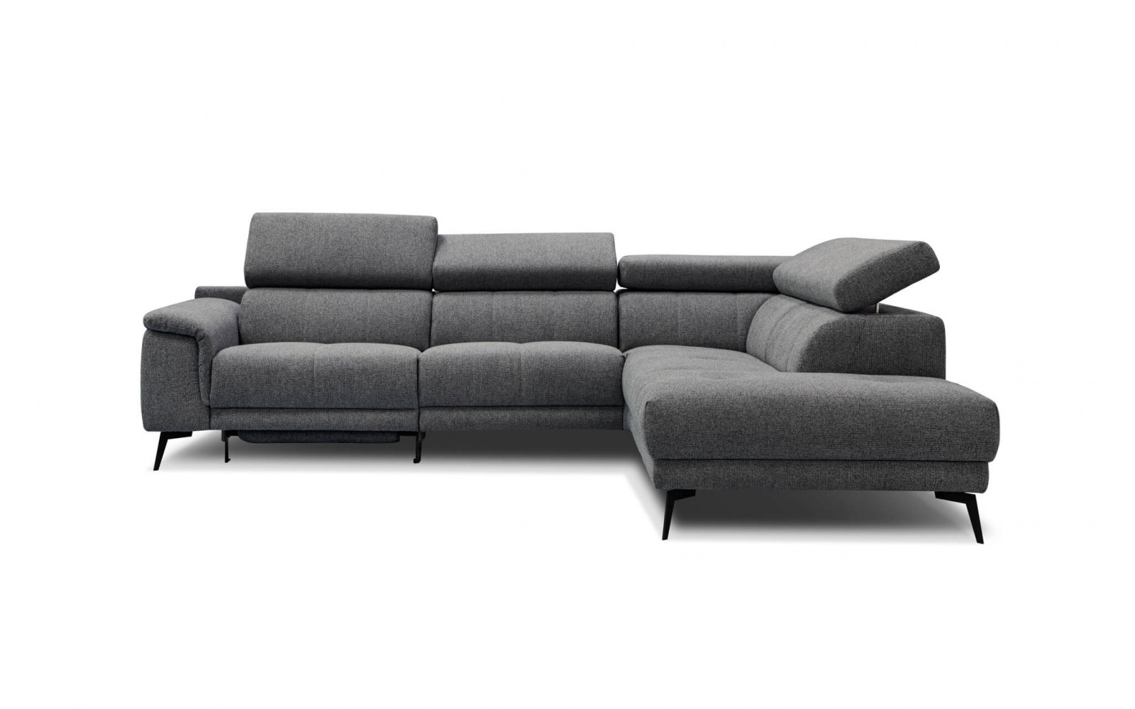 Ecksofa rechts mit Relaxfunktion 5-Sitzer FIERO FARBE : Dunkelgrau (Arano 17)