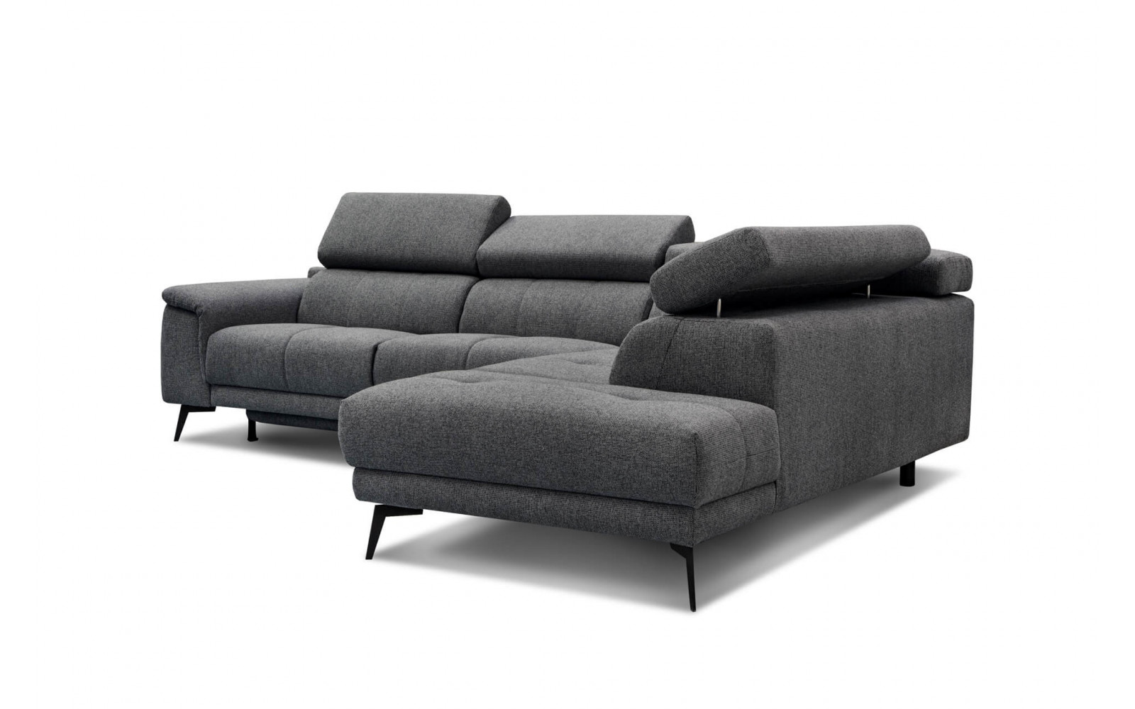 Ecksofa rechts mit Relaxfunktion 5-Sitzer FIERO FARBE : Dunkelgrau (Arano 17)