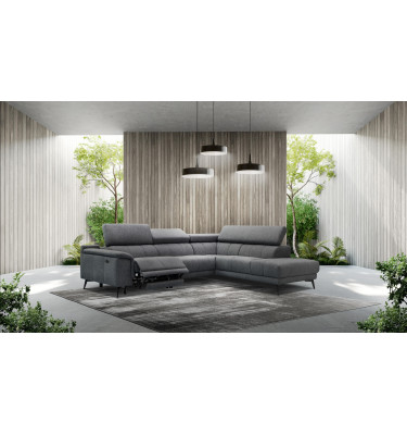 Ecksofa rechts mit Relaxfunktion 5-Sitzer FIERO FARBE : Dunkelgrau (Arano 17)