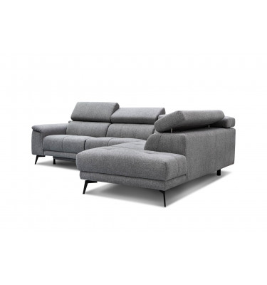 Ecksofa rechts mit Relaxfunktion 5-Sitzer FIERO FARBE : Grau (Arano 19)