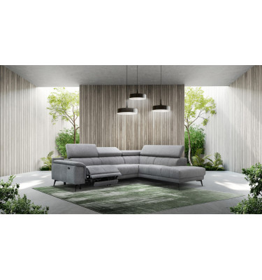 Ecksofa rechts mit Relaxfunktion 5-Sitzer FIERO FARBE : Grau (Arano 19)