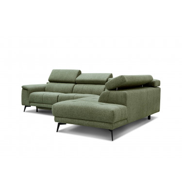 Ecksofa rechts mit Relaxfunktion 5-Sitzer FIERO FARBE : Olivgrün (Arano 24)