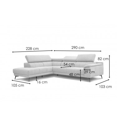 Modernes Ecksofa links mit Relaxfunktion FIERO, 5-Sitzer, in stilvollem Taupe (Arano 06), ideal für gemütliche Wohnräume.