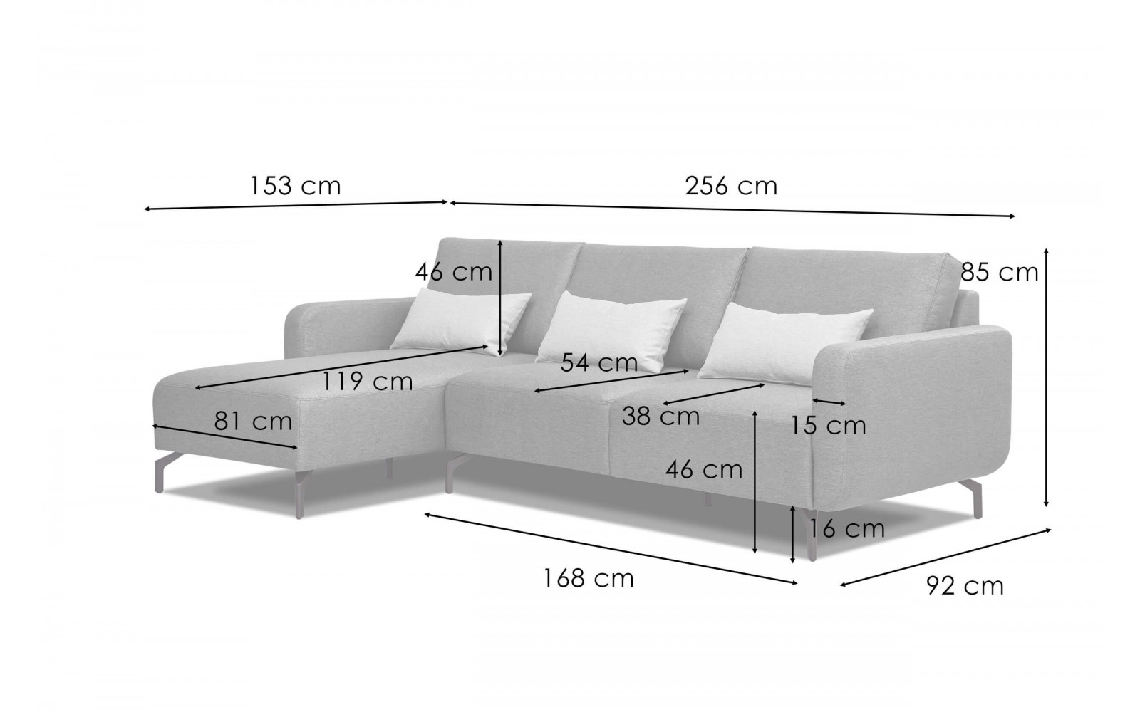 Ecksofa 3-Sitzer links Danny kaufen | Stilvolles Ecksofa | Wozimo