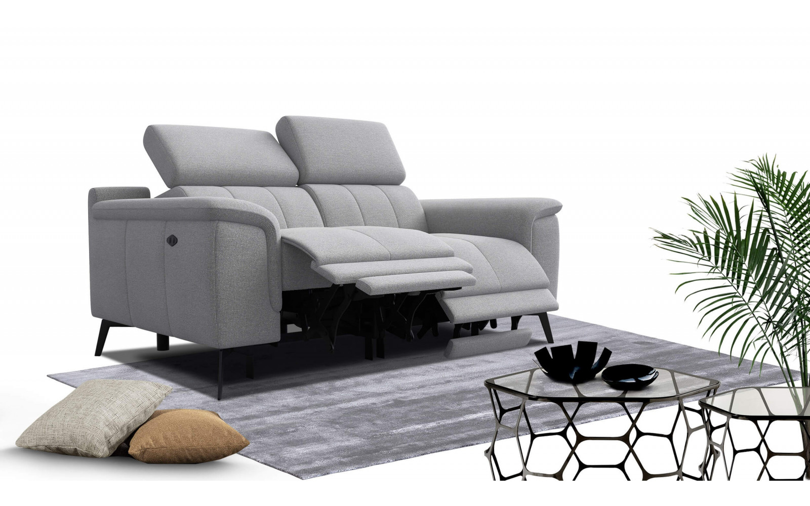 2-Sitzer Relaxsofa mit zwei Relaxfunktionen FIERO FARBE Silbergrau (Arano 09)