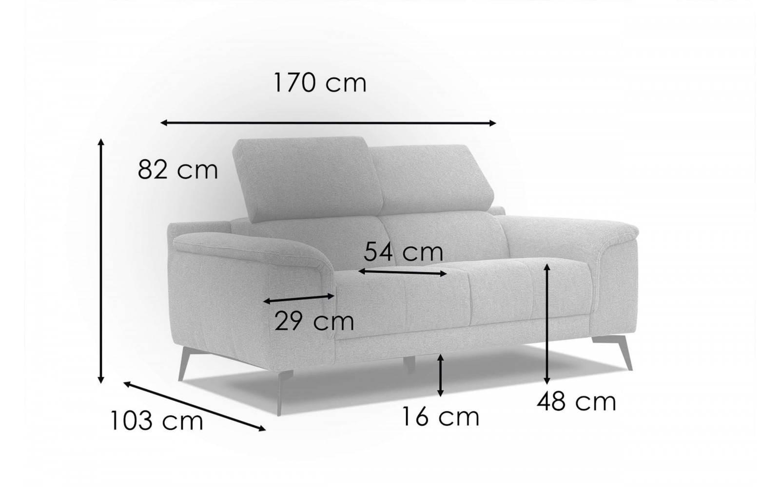 2-Sitzer Relaxsofa mit zwei Relaxfunktionen FIERO FARBE Silbergrau (Arano 09)