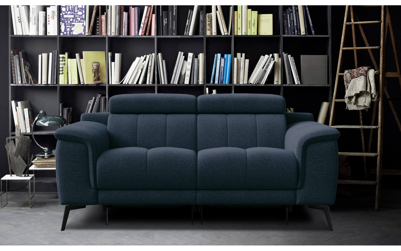 2-Sitzer Relaxsofa mit zwei Relaxfunktionen FIERO FARBE Marineblau (Arano 12)