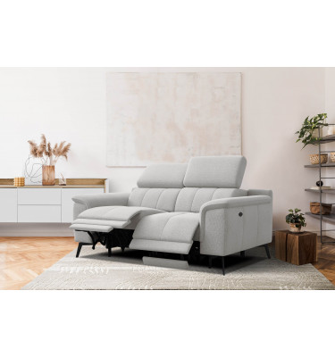 2-Sitzer Relaxsofa mit zwei Relaxfunktionen FIERO FARBE Hellgrau (Arano 15)