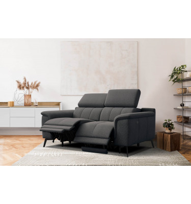 2-Sitzer Relaxsofa mit zwei Relaxfunktionen FIERO FARBE Dunkelgrau (Arano 17)