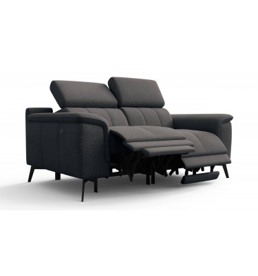 2-Sitzer Relaxsofa mit zwei Relaxfunktionen FIERO FARBE Dunkelgrau (Arano 17)