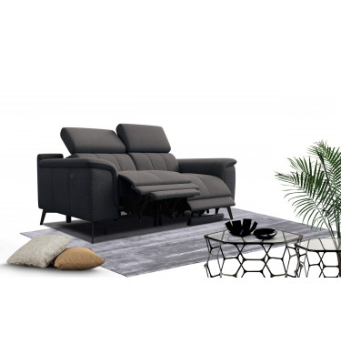 2-Sitzer Relaxsofa mit zwei Relaxfunktionen FIERO FARBE Dunkelgrau (Arano 17)