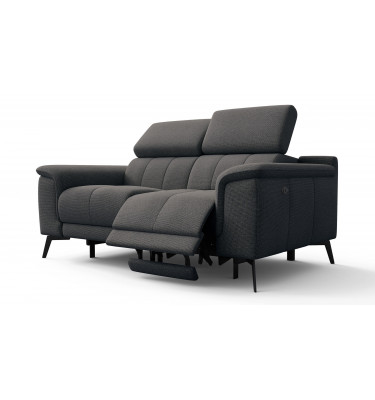 2-Sitzer Relaxsofa mit zwei Relaxfunktionen FIERO FARBE Dunkelgrau (Arano 17)