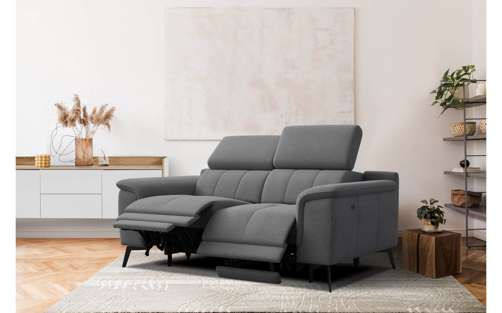 2-Sitzer Relaxsofa mit zwei Relaxfunktionen FIERO FARBE Grau (Arano 19)