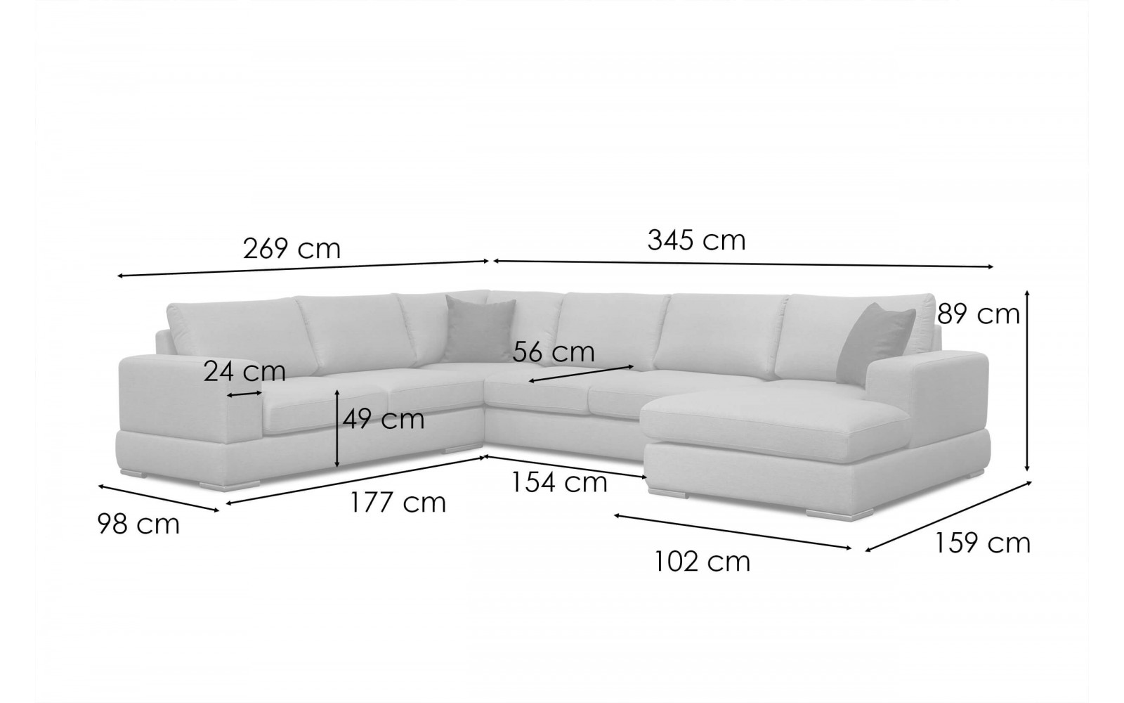 Wohnlandschaft U-Form rechts 7-Sitzer OTTO