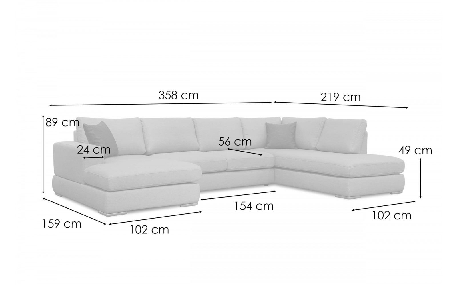 Wohnlandschaft U-Form rechts 6-Sitzer OTTO