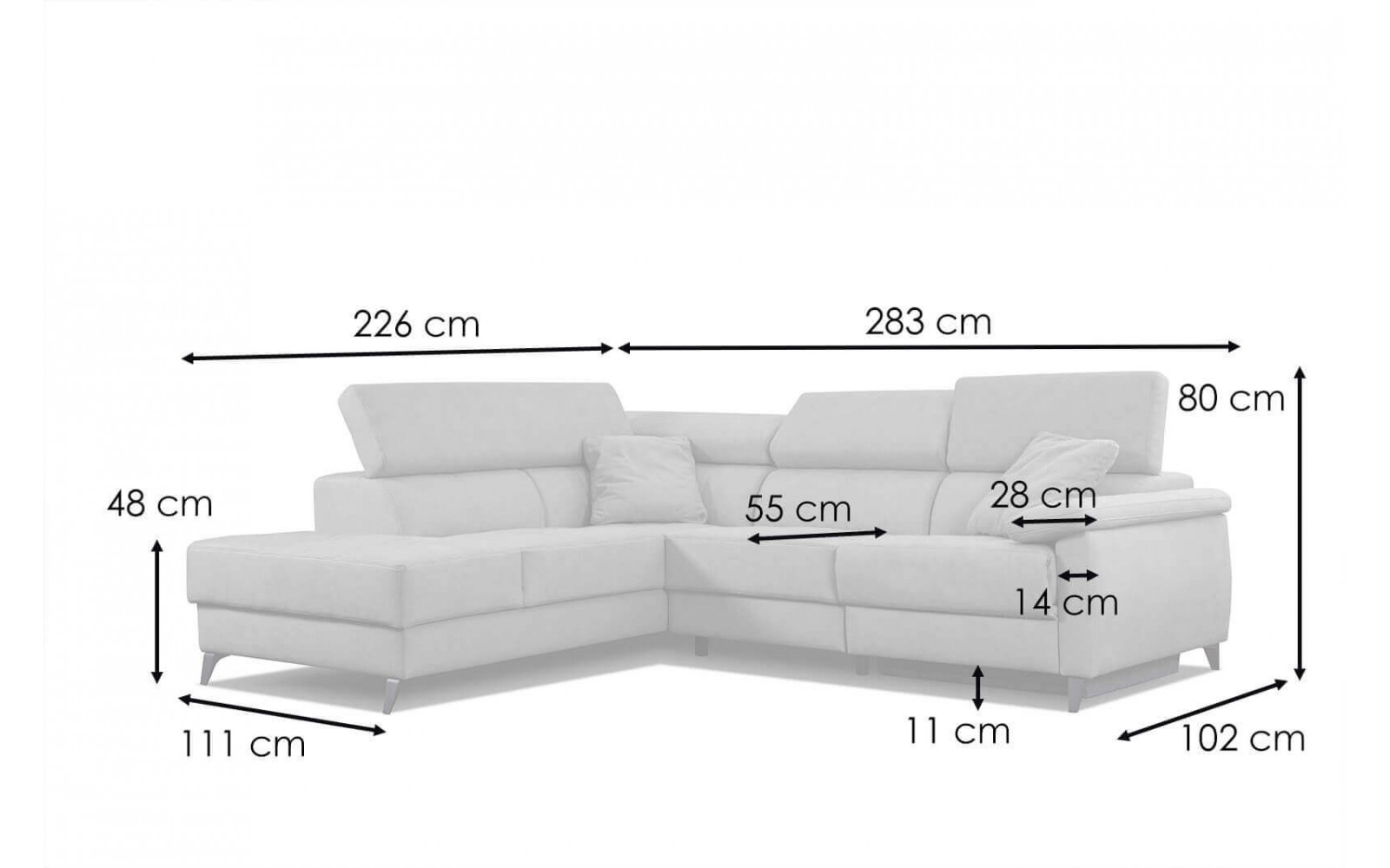 Ecksofa 5-Sitzer links Taunus | Mit Relaxfunktion kaufen | Wozimo
