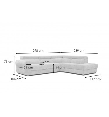 Ecksofa rechts mit Relaxfunktion 5-Sitzer CALVERA