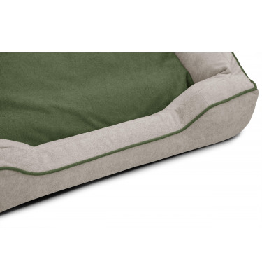 Hundebett / Katzenbett 100 x 80 cm hellbeige + grün BONNIE