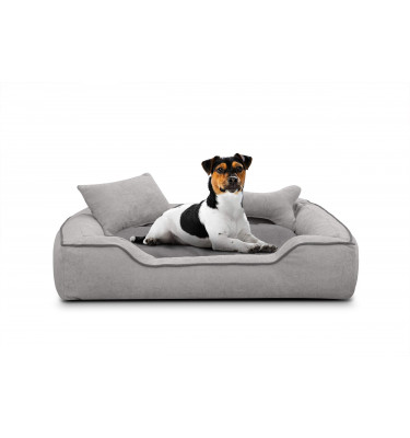 Hundebett / Katzenbett 100 x 80 cm hellgrau + grau BONNIE
