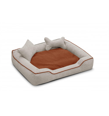 Hundebett & Katzenbett 100x80 cm Beige-Rot | Modell Bonnie | Wozimo