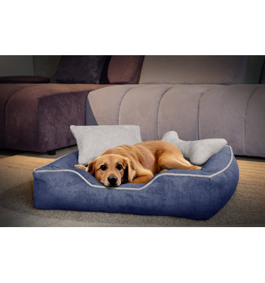 Hundebett & Katzenbett 80x70 cm Blau-Beige | Modell Bonnie | Wozimo