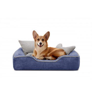 Hundebett & Katzenbett 80x70 cm Blau-Beige | Modell Bonnie | Wozimo