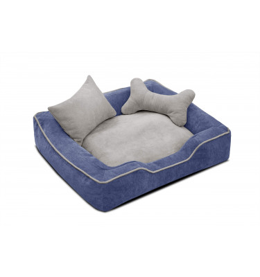 Hundebett & Katzenbett 80x70 cm Blau-Beige | Modell Bonnie | Wozimo