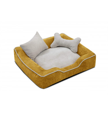 Hundebett & Katzenbett 80x70 cm Gelb-Ecru | Modell Bonnie | Wozimo