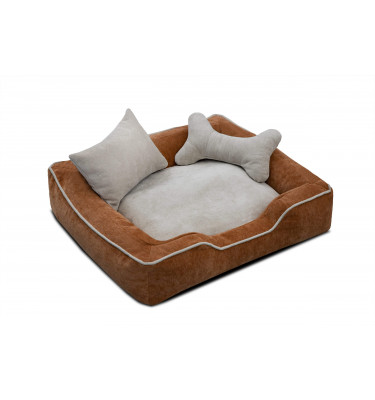 Hundebett & Katzenbett 80x70 cm Orange-Beige | Modell Bonnie | Wozimo