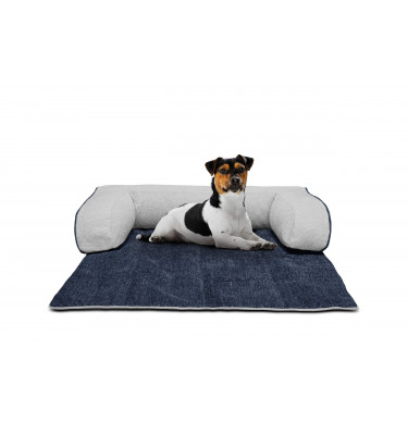 Hundebett & Katzenbett 100x120 cm Blau-Grau | Modell Dina | Wozimo