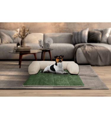 Hundebett / Katzenbett 100 x 120 cm grün + hellbeige DINA