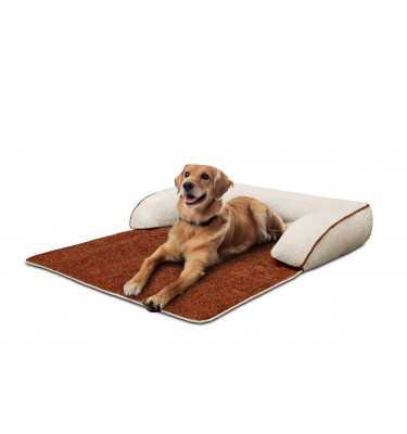 Hundebett / Katzenbett 100 x 120 cm orange + hellbeige DINA