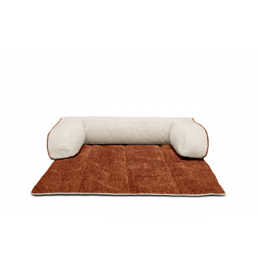 Hundebett / Katzenbett 100 x 120 cm orange + hellbeige DINA