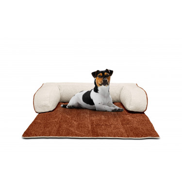 Hundebett / Katzenbett 100 x 120 cm orange + hellbeige DINA