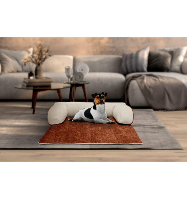 Hundebett / Katzenbett 100 x 120 cm orange + hellbeige DINA