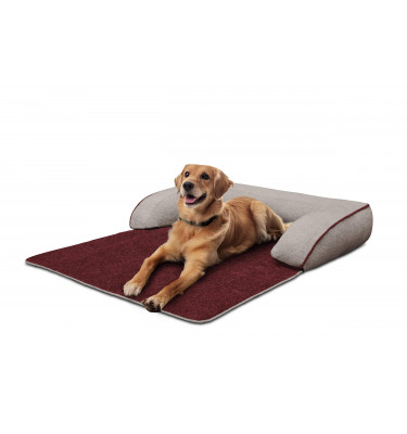 Hundebett / Katzenbett 100 x 120 cm rot + beige DINA