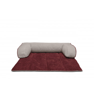 Hundebett / Katzenbett 100 x 120 cm rot + beige DINA