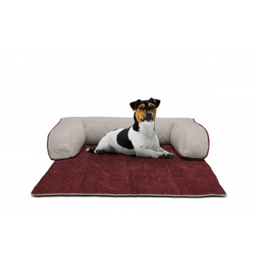 Hundebett / Katzenbett 100 x 120 cm rot + beige DINA