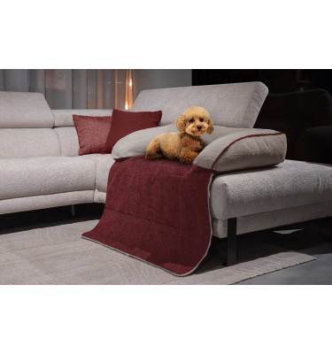 Hundebett / Katzenbett 100 x 120 cm rot + beige DINA