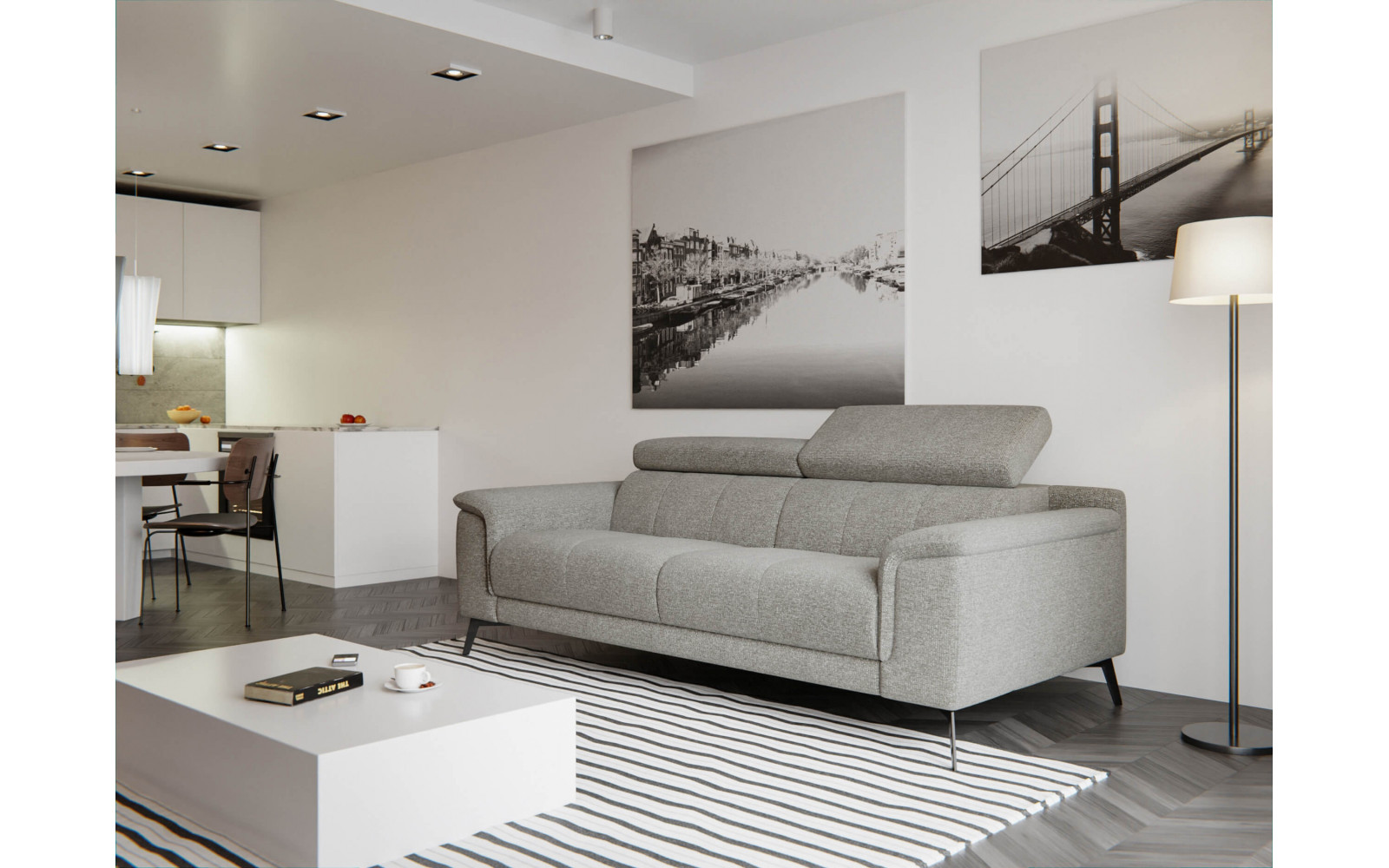 Sofa XXL 3-Sitzer mit verstellbaren Kopfstützen FIERO