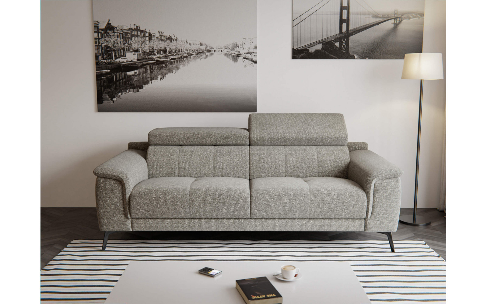 Sofa XXL 3-Sitzer mit verstellbaren Kopfstützen FIERO